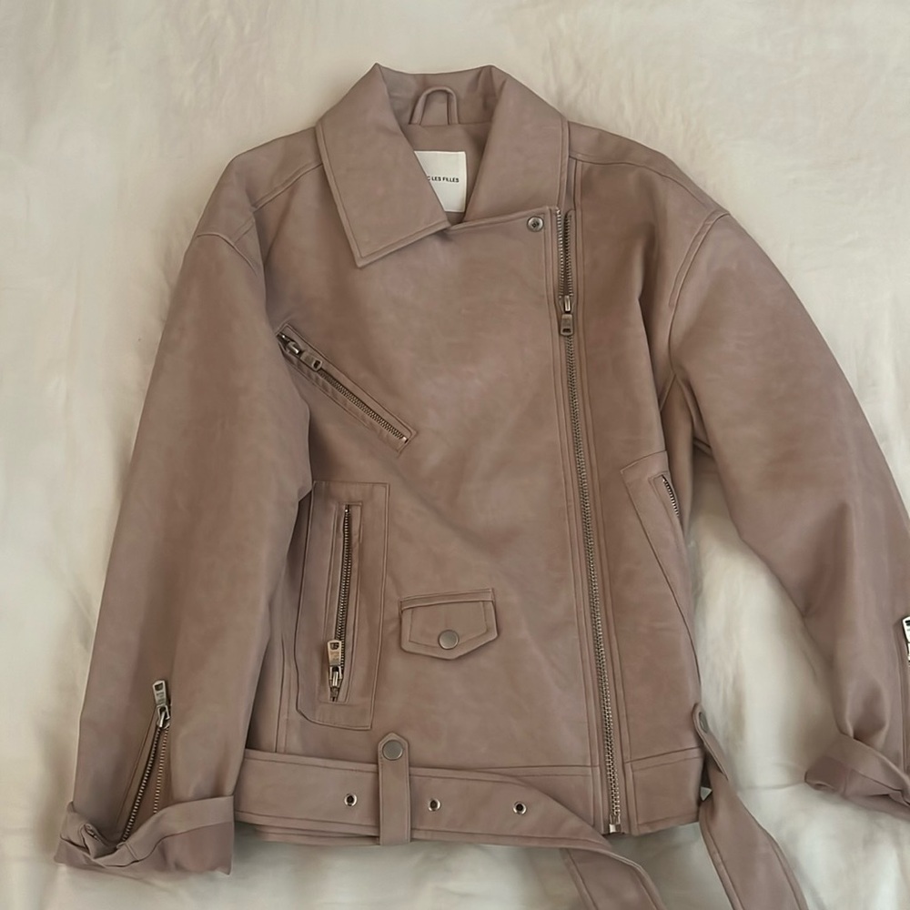 Blush Avec Les Filles Faux Leather Moto Jacket